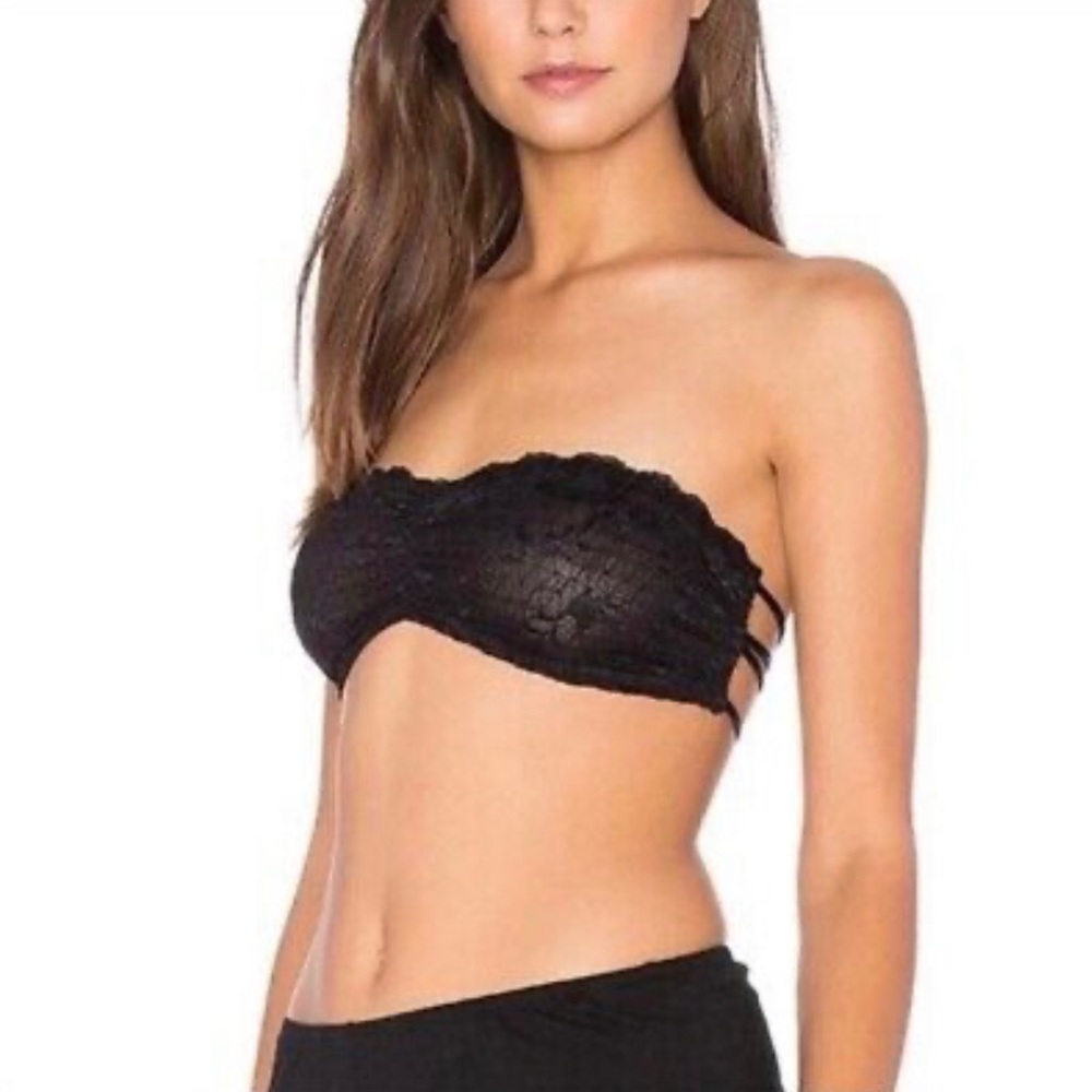 Free People Intimates | Essential Lace Strappy Black Bandeau Bra | Small